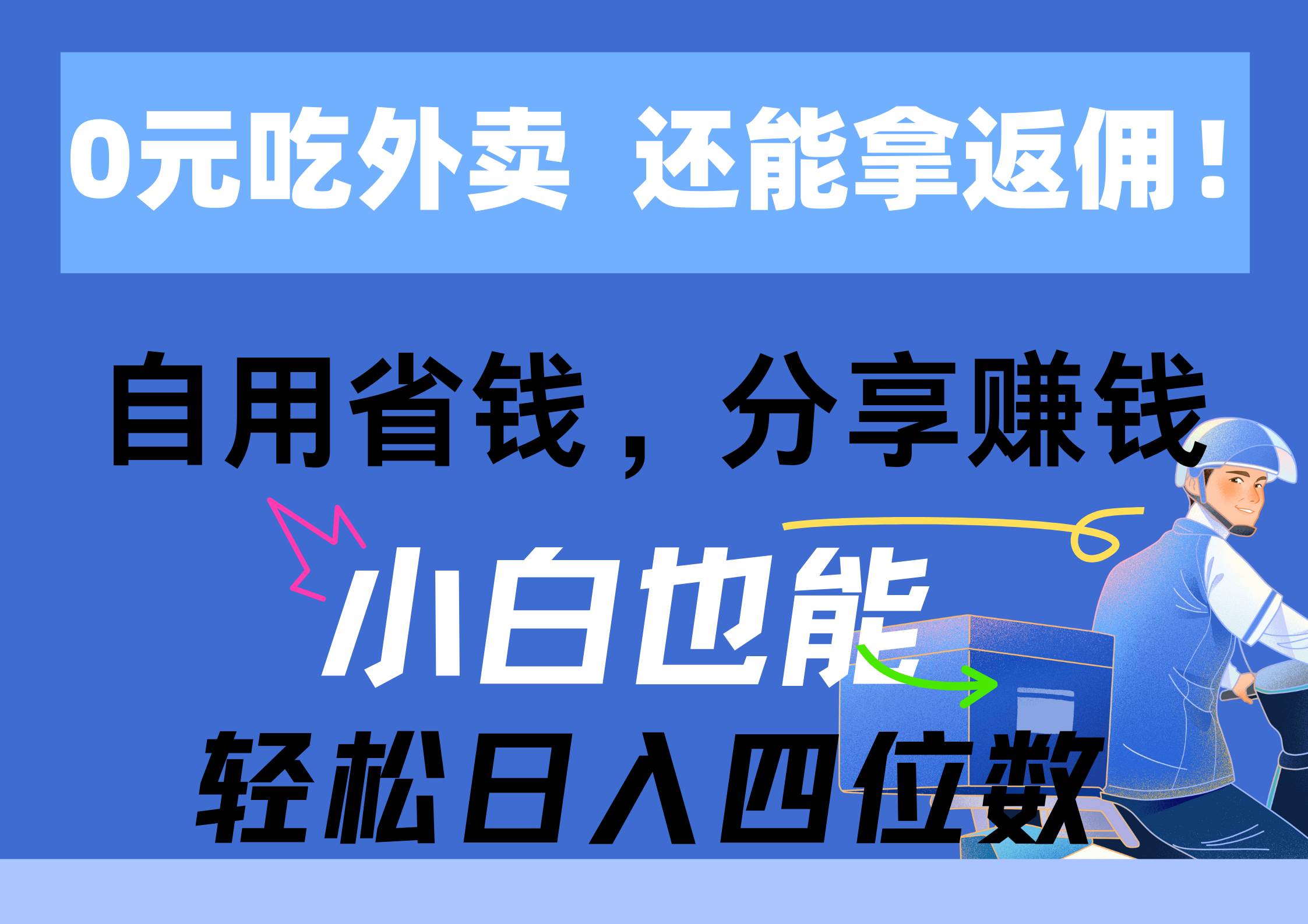 知行创业网 - 分享最新创业副业赚钱项目。 | 0元吃外卖， 还拿高返佣！自用省钱，分享赚钱，小白也能轻松日入四位数