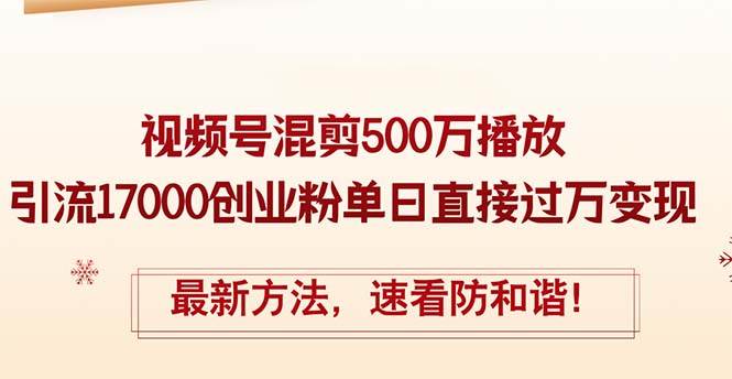 知行创业网 - 分享最新创业副业赚钱项目。 | 精华帖视频号混剪500万播放引流17000创业粉，单日直接过万变现，最新方...